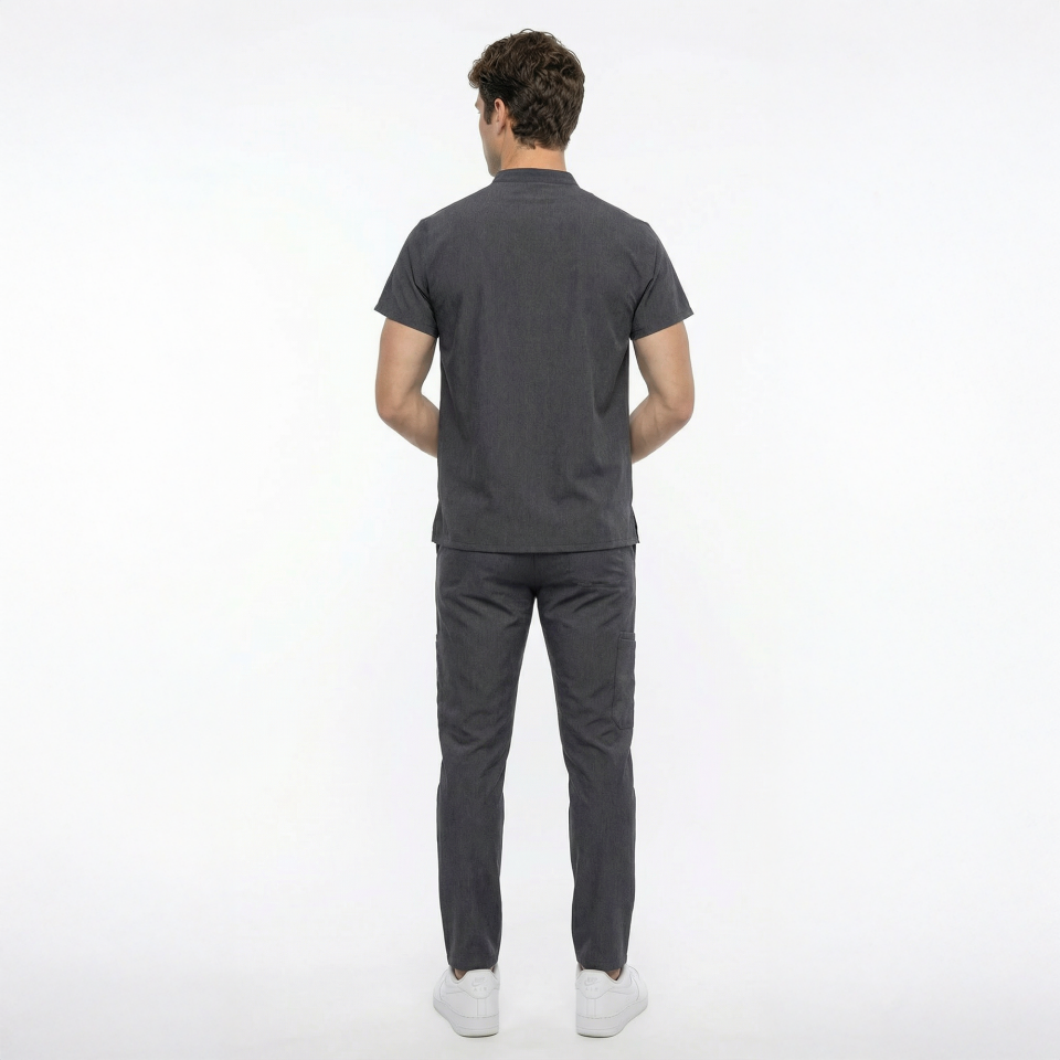 Likralı Snap Seri Erkek Antrasit Gri Scrubs