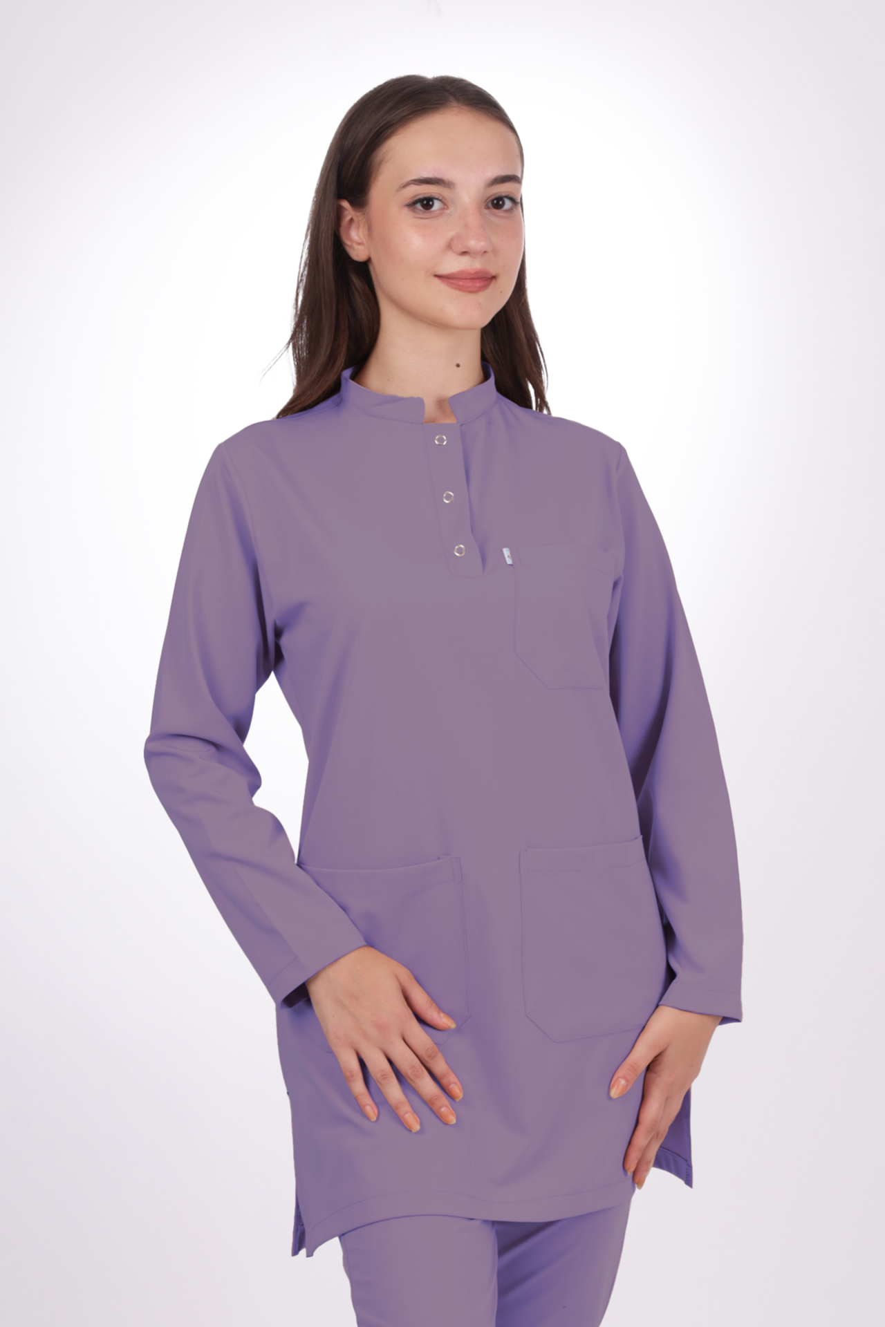 Premium Likralı Tesettür Seri Kadın Lila Scrubs