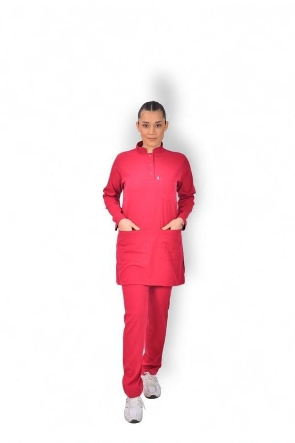 Premium Likralı Tesettür Seri Kadın Fuşya Scrubs