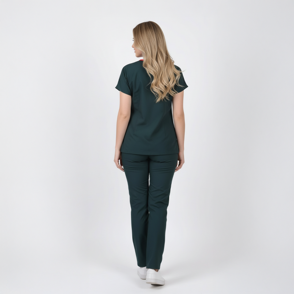 Terycoton Kumaş Klasik Seri Kadın Avcı Yeşili Takım