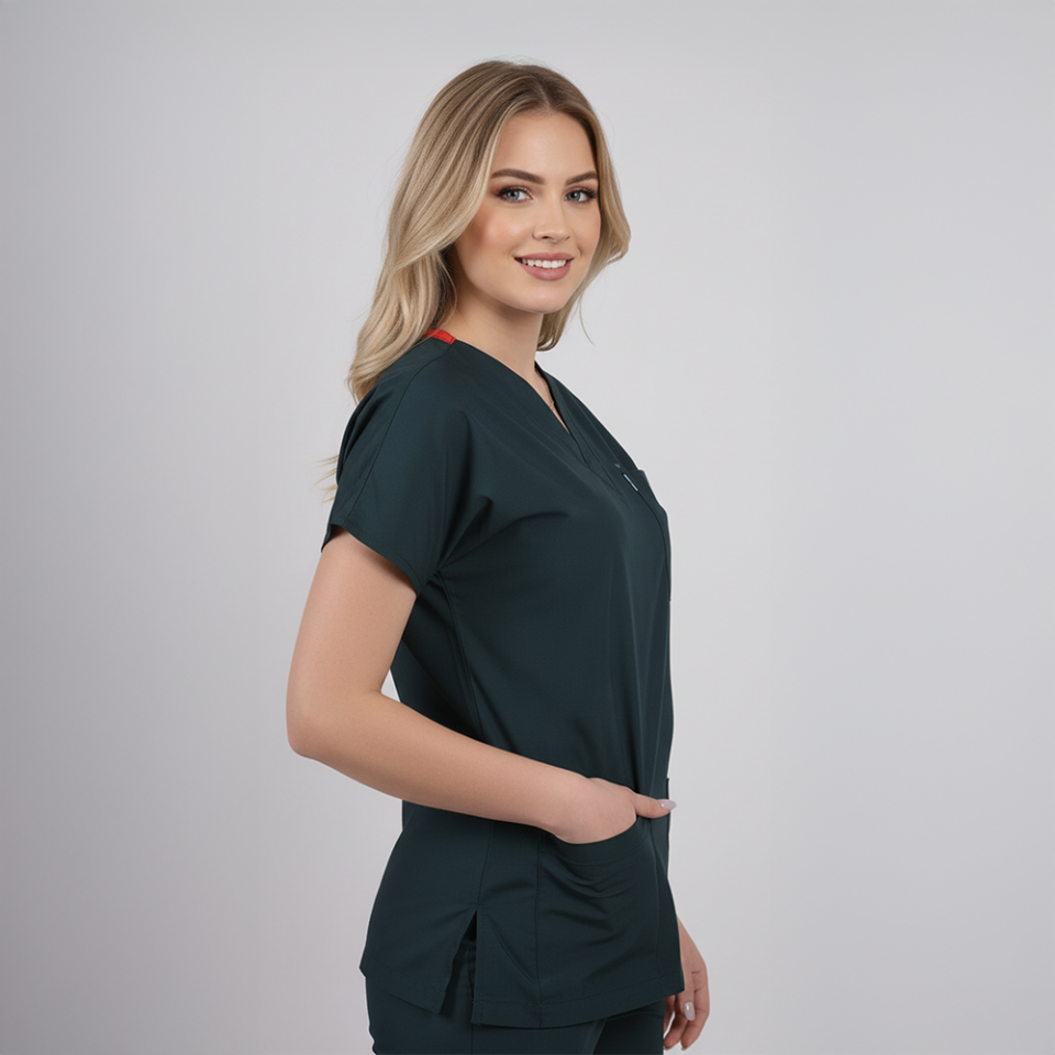 Terycoton Kumaş Klasik Seri Kadın Avcı Yeşili Takım