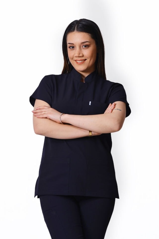 Premium Likralı Snap Seri Kadın Siyah Scrubs