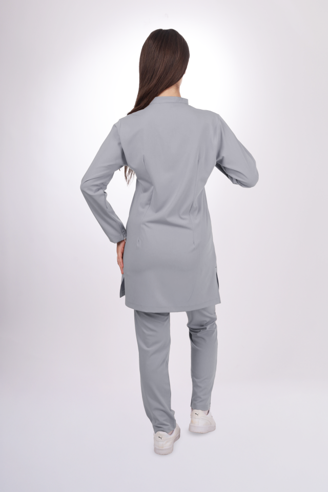Premium Likralı Tesettür Seri Kadın Açık Gri Scrubs