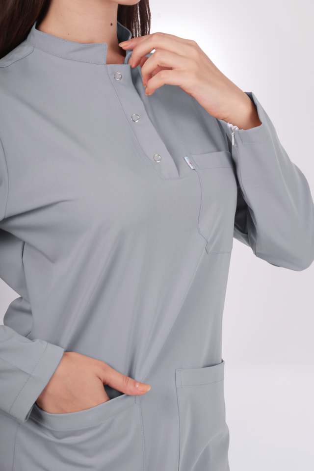 Premium Likralı Tesettür Seri Kadın Açık Gri Scrubs