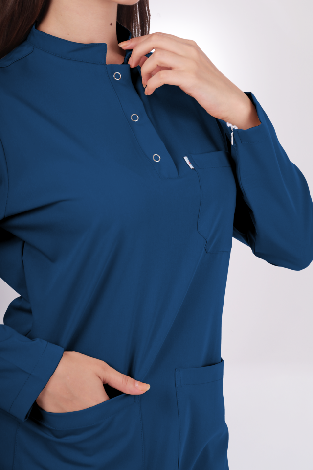 Premium Likralı Tesettür Seri Kadın Marine Petrol Scrubs