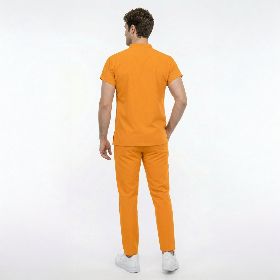 Likralı Snap Seri Erkek Hardal Sarısı Scrubs