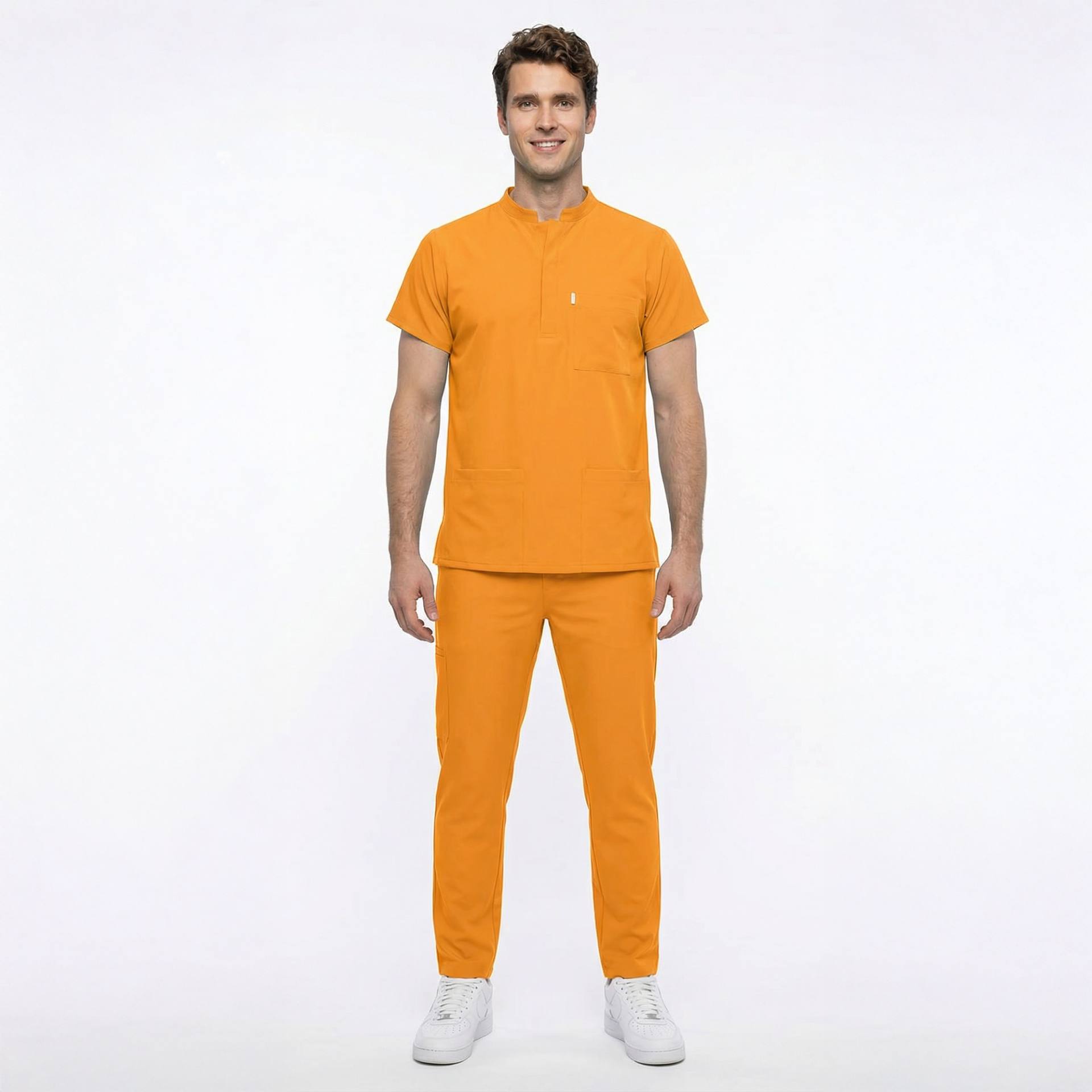 Likralı Snap Seri Erkek Hardal Sarısı Scrubs