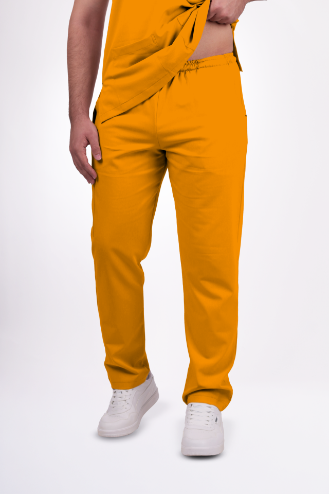 Likralı Snap Seri Erkek Hardal Sarısı Scrubs