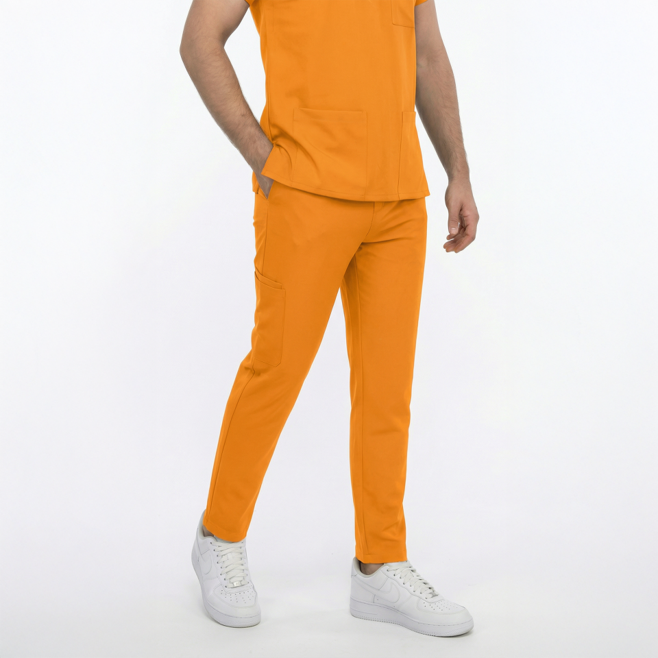 Likralı Snap Seri Erkek Hardal Sarısı Scrubs