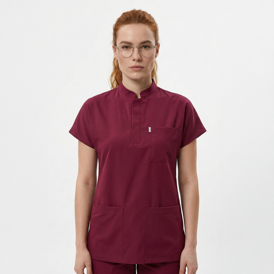 Likralı Snap Seri Kadın Tek Üst Bordo