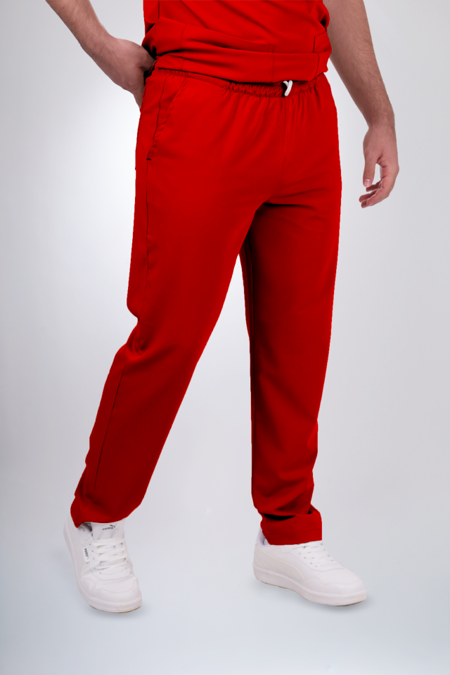 Premium Likralı Klasik Seri Erkek Kırmızı Scrubs
