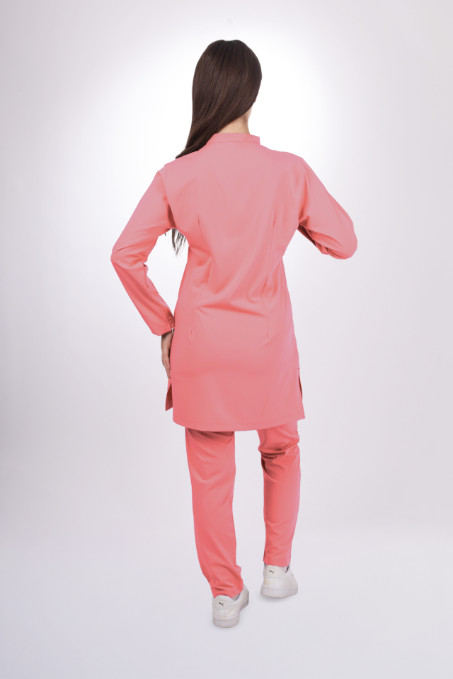 Premium Likralı Tesettür Seri Kadın Pembe Scrubs