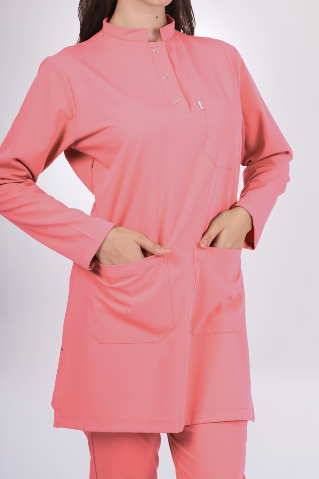 Premium Likralı Tesettür Seri Kadın Pembe Scrubs