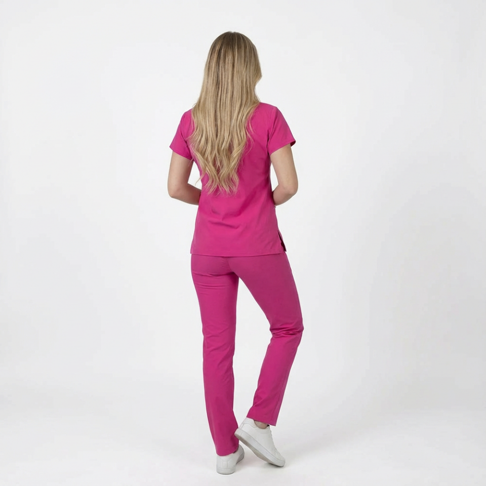 Terycoton Kumaş Klasik Seri Kadın Fuşya Takım