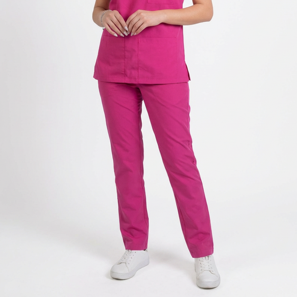 Terycoton Kumaş Klasik Seri Kadın Fuşya Takım