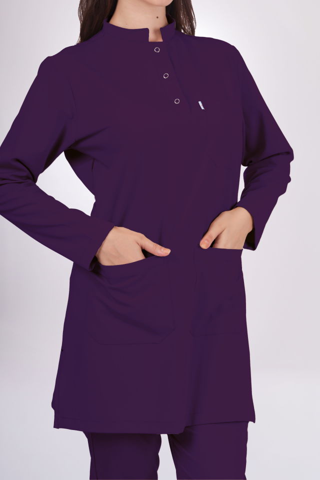 Premium Likralı Tesettür Seri Kadın Mor  Scrubs