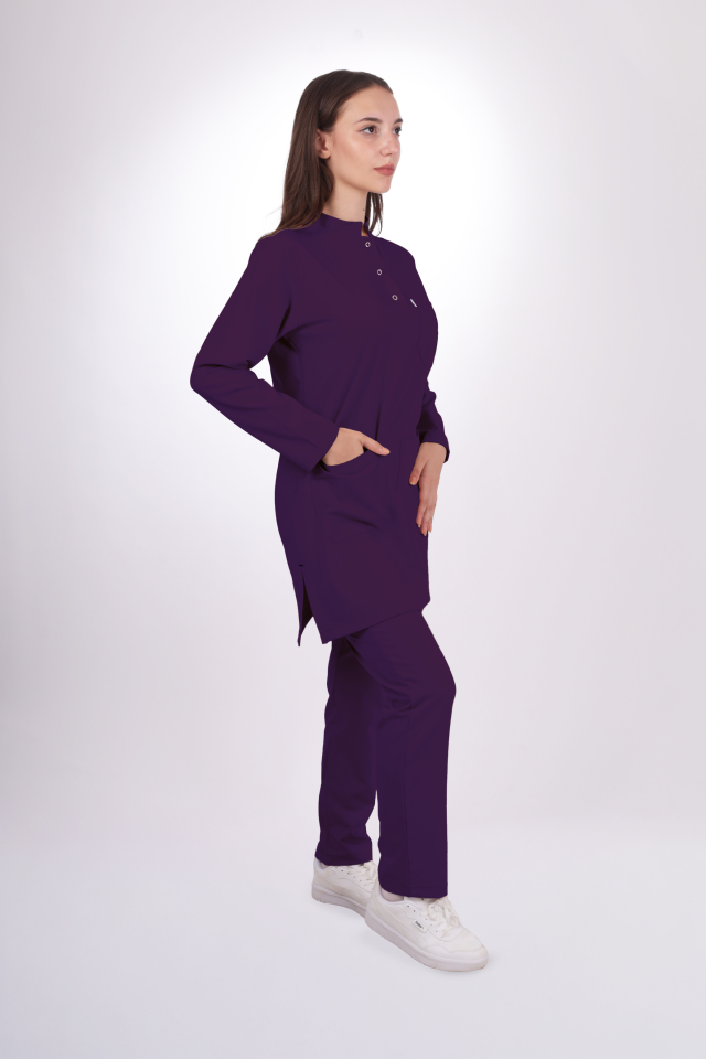 Premium Likralı Tesettür Seri Kadın Mor  Scrubs