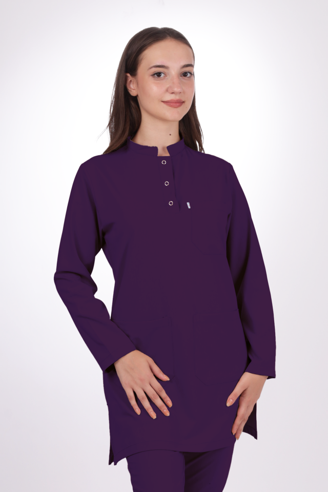Premium Likralı Tesettür Seri Kadın Mor  Scrubs
