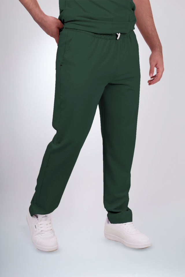 Premium Likralı Klasik Seri Erkek Avcı Yeşili Scrubs