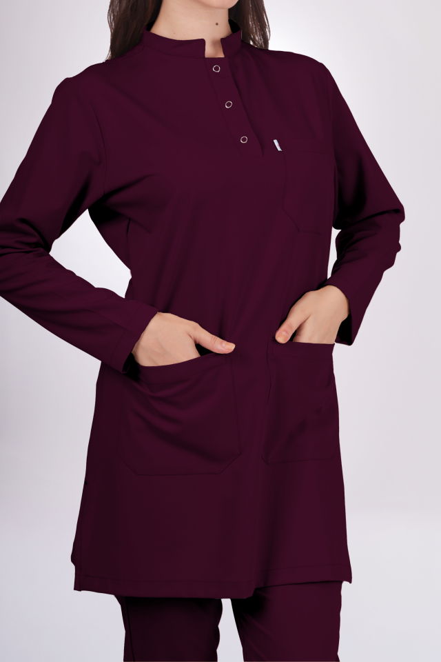 Premium Likralı Tesettür Seri Kadın Mürdüm  Scrubs