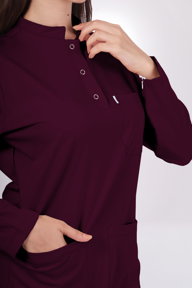 Premium Likralı Tesettür Seri Kadın Mürdüm  Scrubs