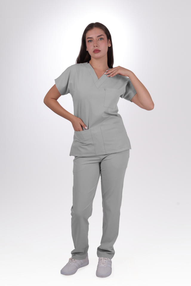 Premium Likralı Klasik Seri Kadın Bulut Mavisi Scrubs