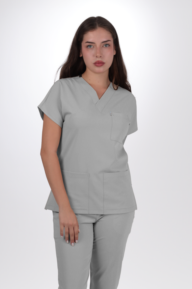Premium Likralı Klasik Seri Kadın Bulut Mavisi Scrubs
