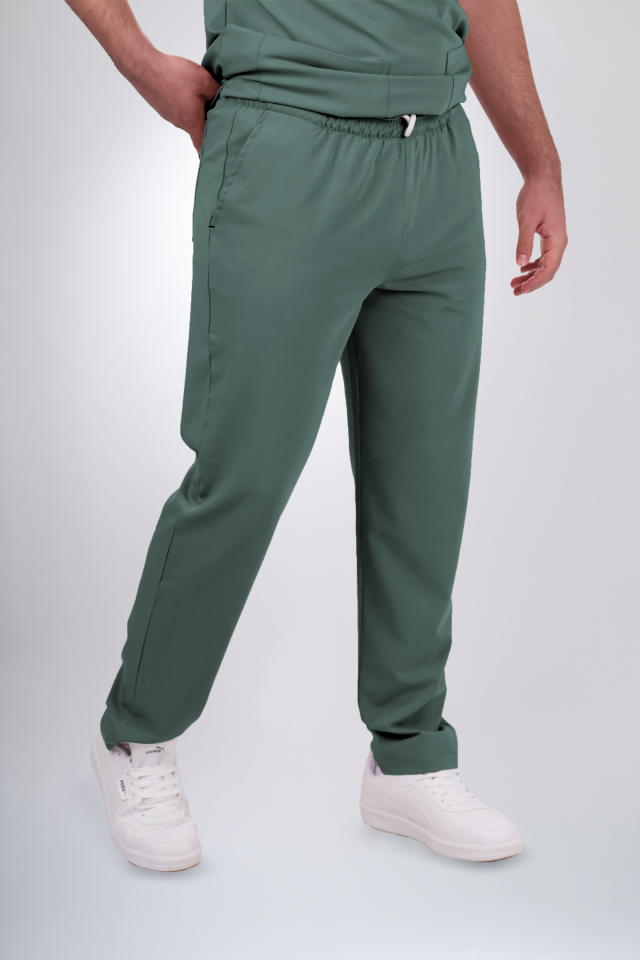 Premium Likralı Klasik Seri Erkek Küf Yeşili Scrubs