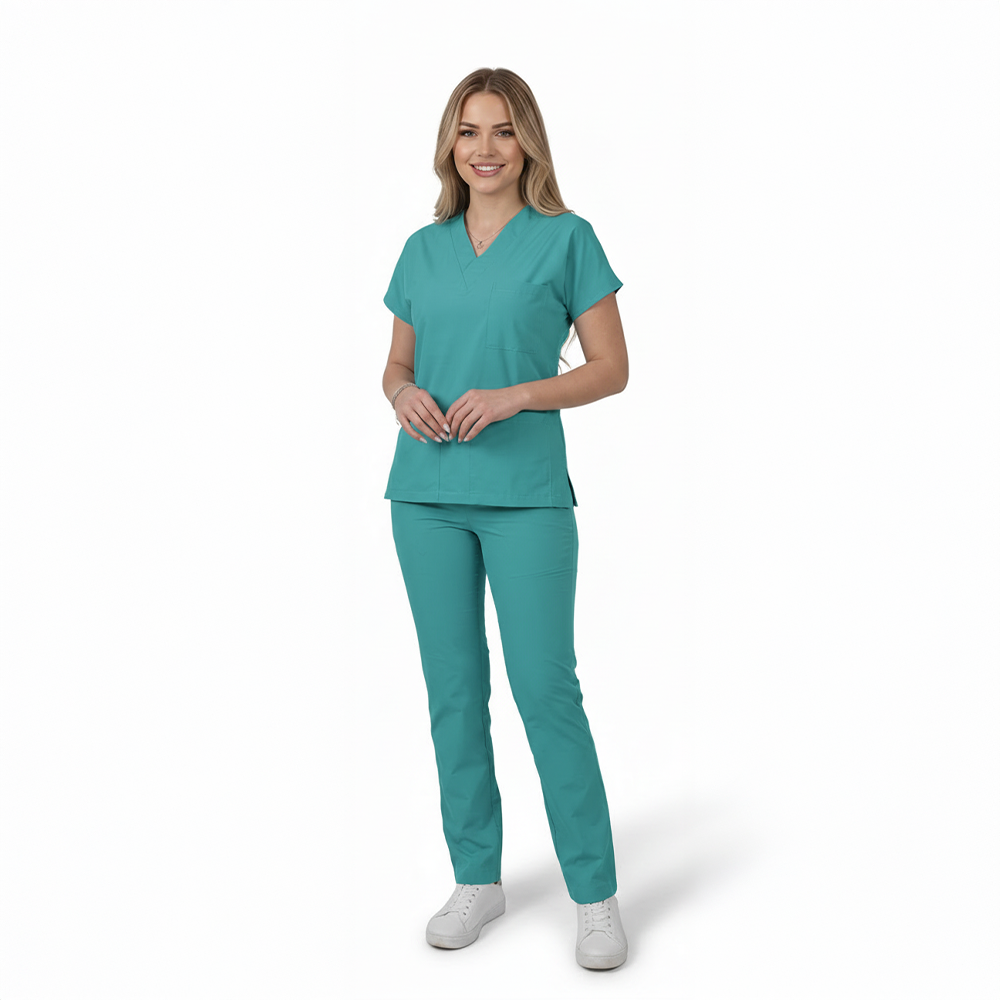 Terycoton Kumaş Klasik Seri Kadın Benetton Scrubs