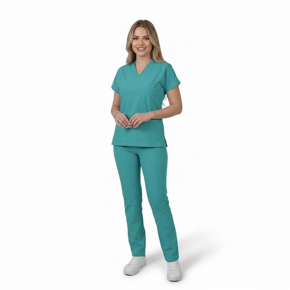 Terycoton Kumaş Klasik Seri Kadın Benetton Scrubs