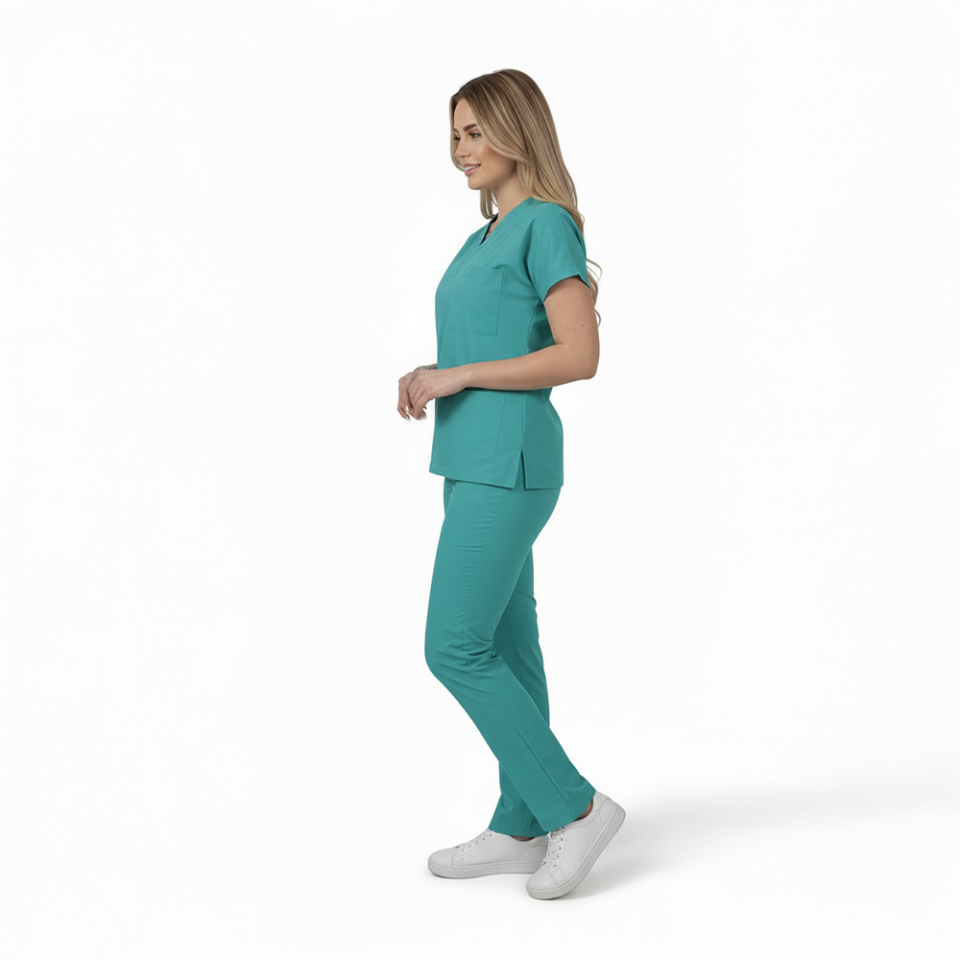 Terycoton Kumaş Klasik Seri Kadın Benetton Scrubs