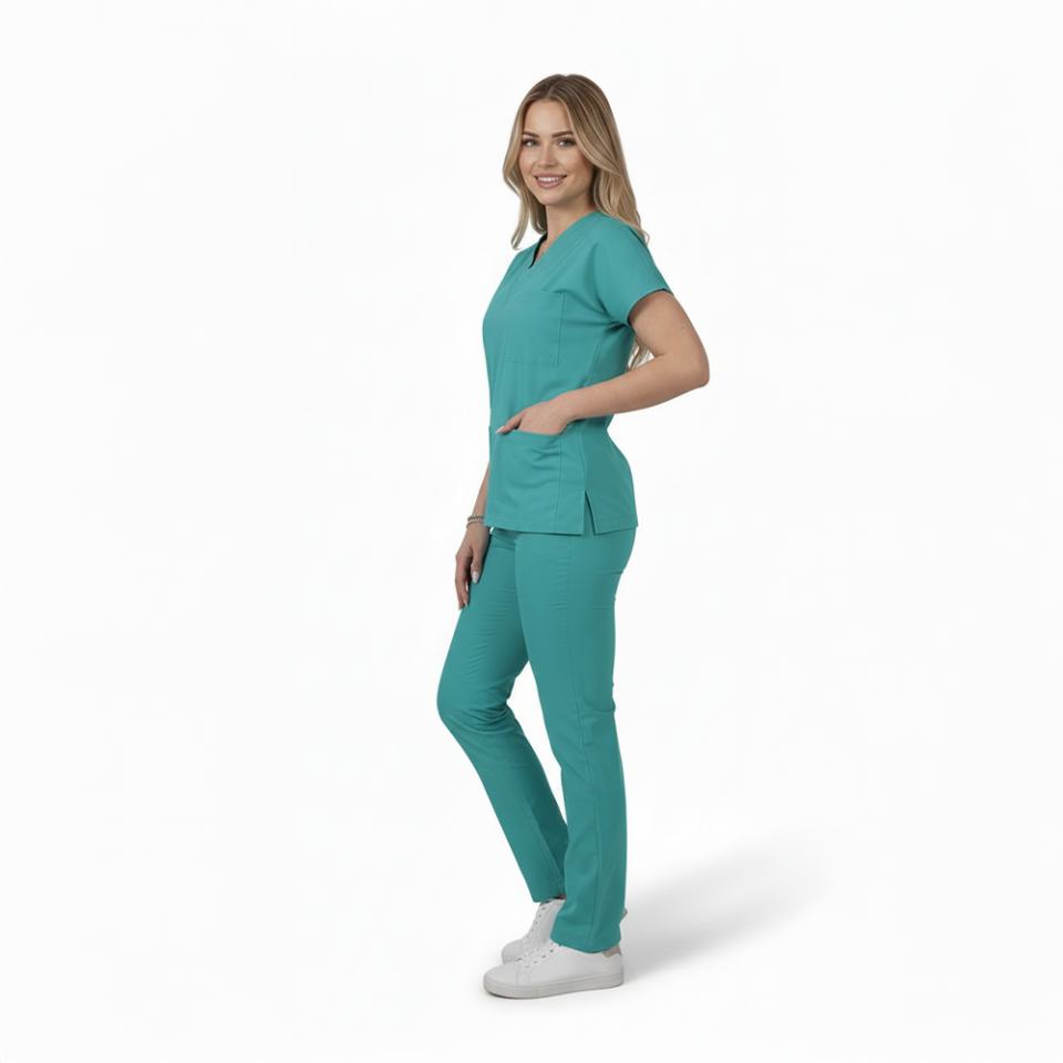 Terycoton Kumaş Klasik Seri Kadın Benetton Scrubs