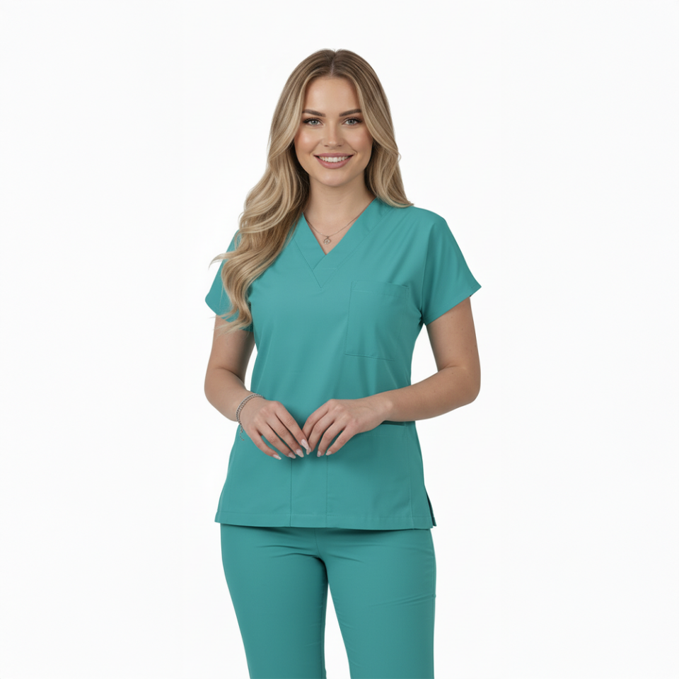 Terycoton Kumaş Klasik Seri Kadın Benetton Scrubs