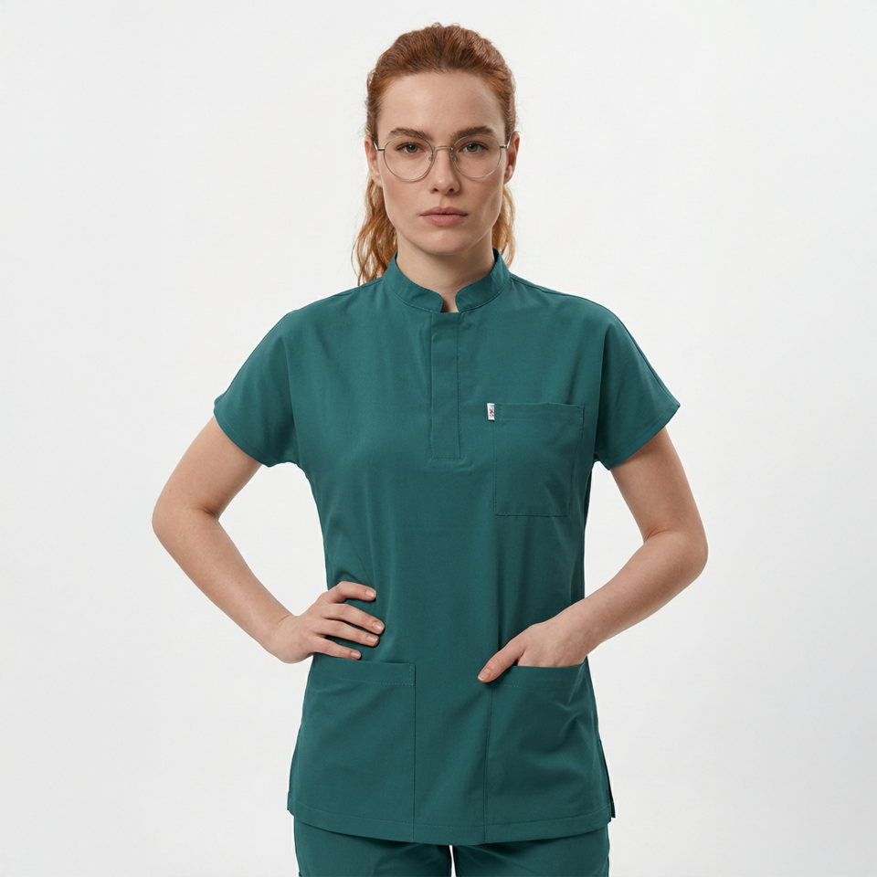 Likralı Snap Seri Kadın Tek Üst Cerrahi Yeşil