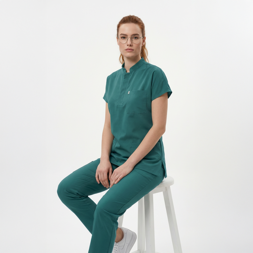 Likralı Snap Seri Kadın Tek Üst Cerrahi Yeşil