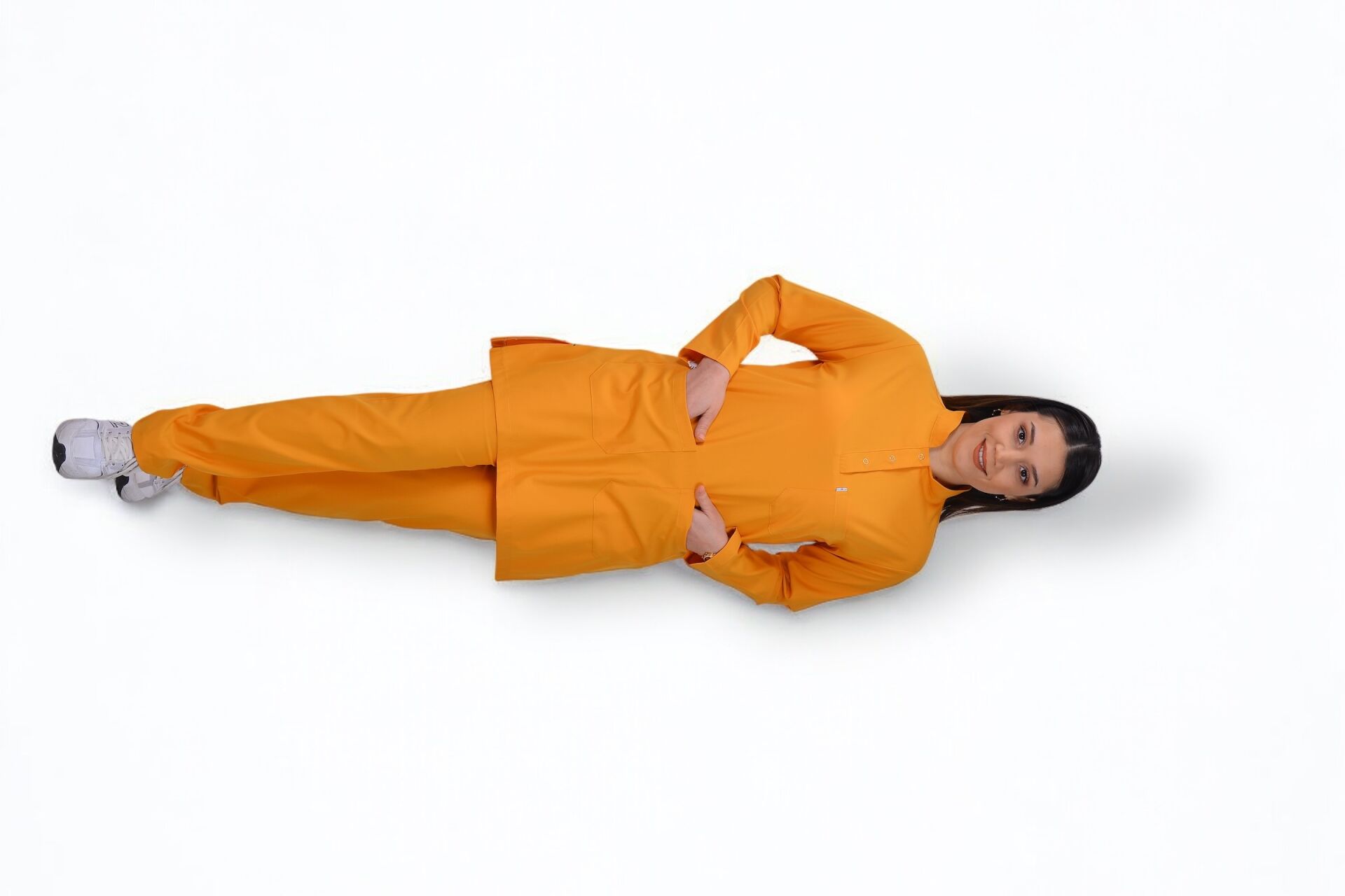 Likralı Tesettür Model Kadın Hardal Sarısı Scrubs