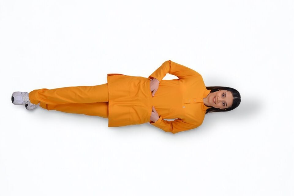 Likralı Tesettür Model Kadın Hardal Sarısı Scrubs
