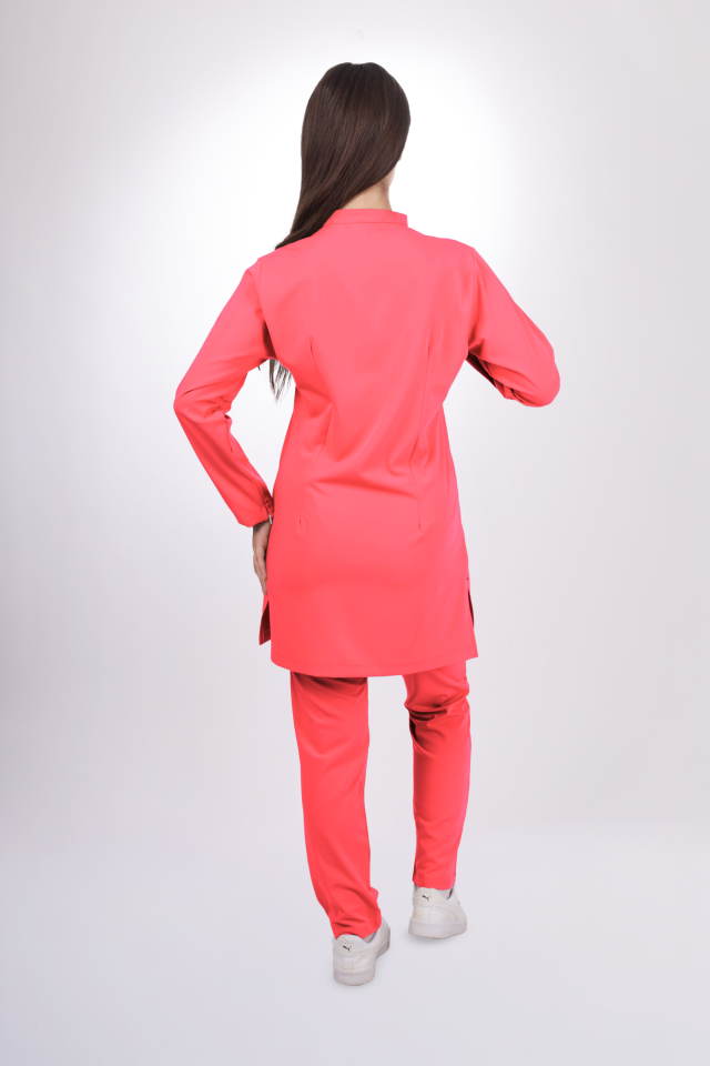 Premium Likralı Tesettür Seri Kadın Nar Çiçeği  Scrubs