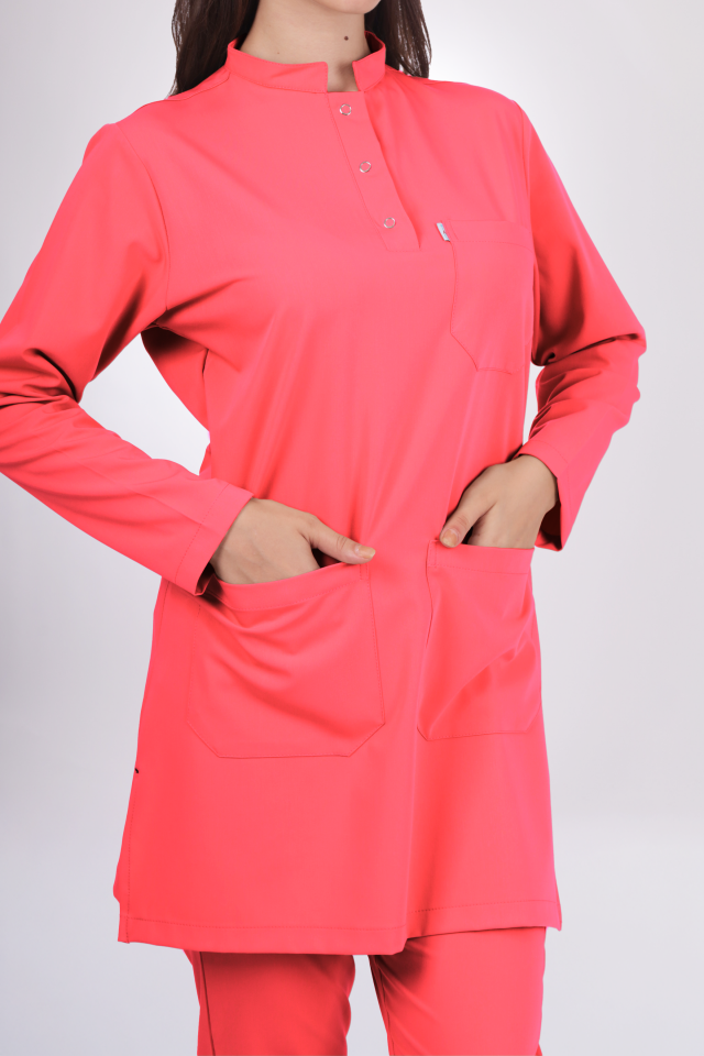 Premium Likralı Tesettür Seri Kadın Nar Çiçeği  Scrubs