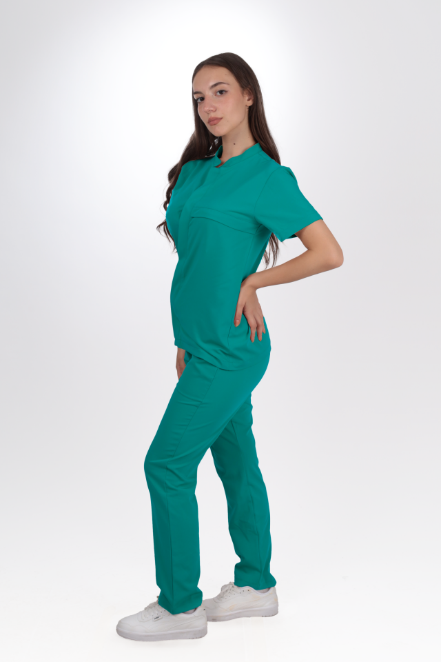 Premium Likralı SnapPrime Seri Kadın Cerrahi Yeşili Scrubs
