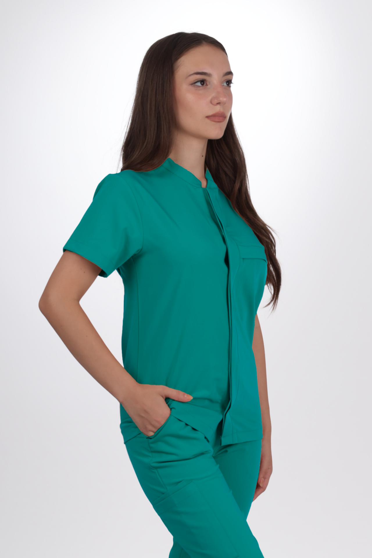 Premium Likralı SnapPrime Seri Kadın Cerrahi Yeşili Scrubs