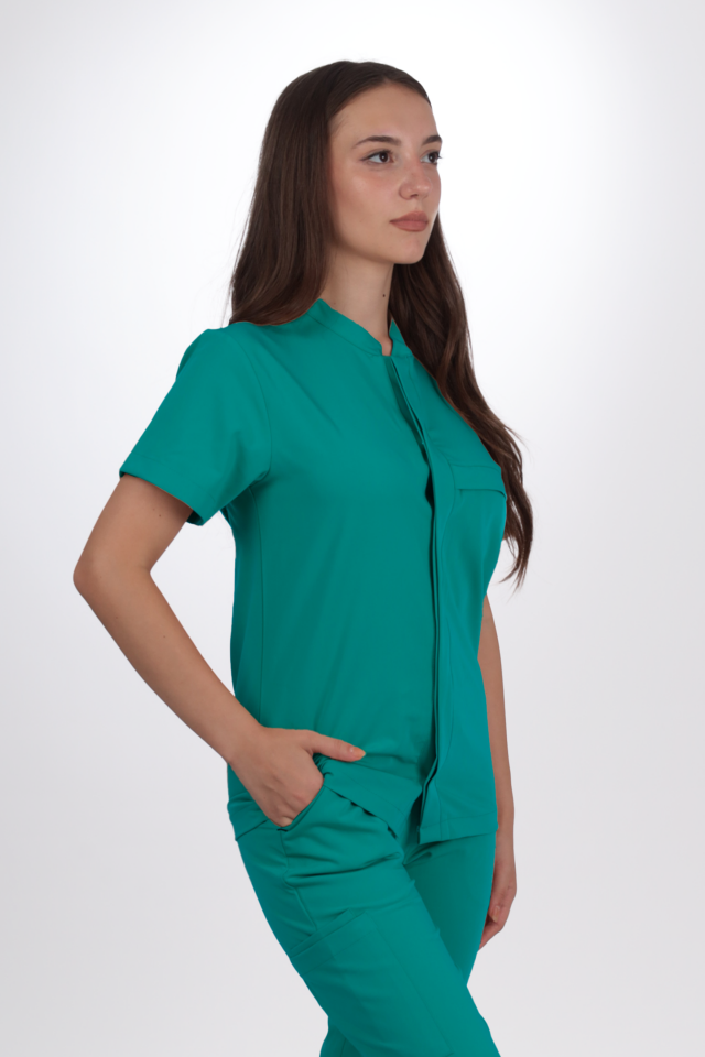 Premium Likralı SnapPrime Seri Kadın Cerrahi Yeşili Scrubs