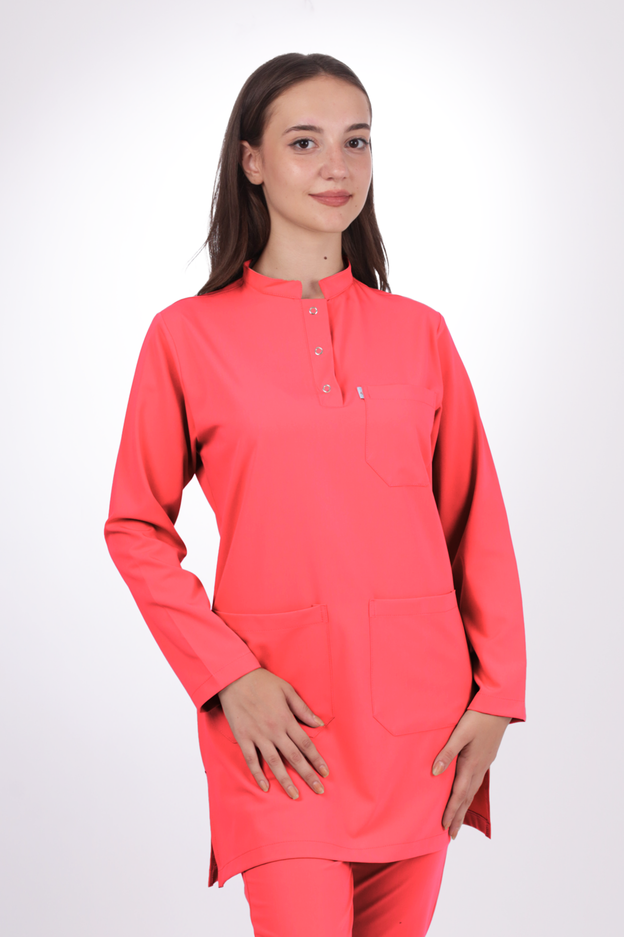 Premium Likralı Tesettür Seri Kadın Nar Çiçeği  Scrubs