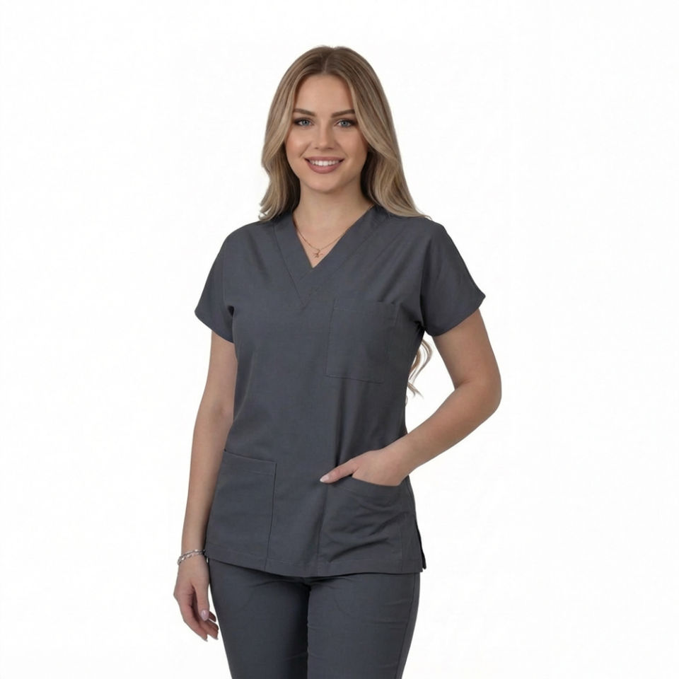 Terycoton Kumaş Klasik Seri Kadın Antrasit Gri Takım