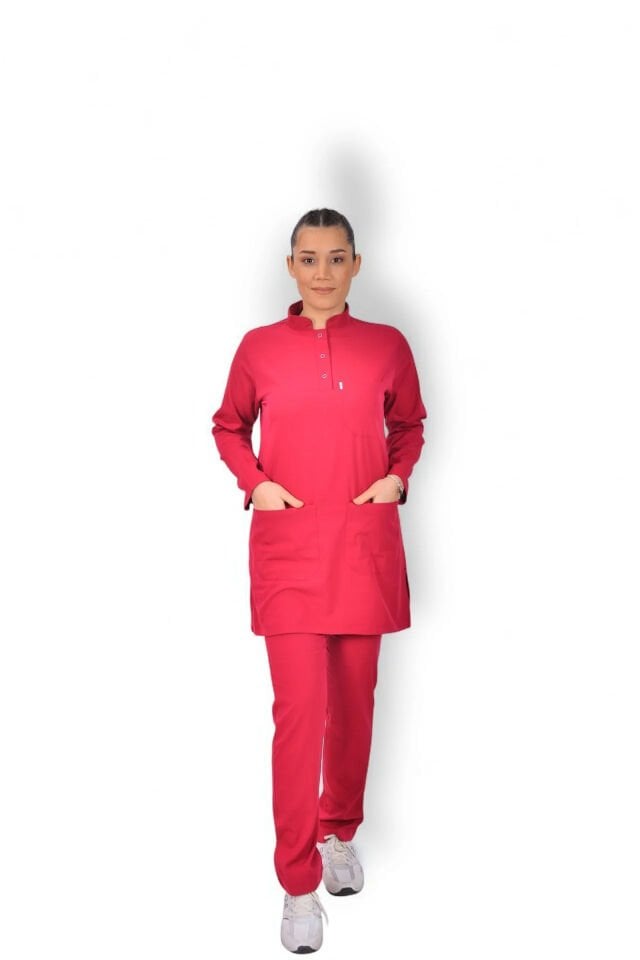 Likralı Tesettür Model Kadın Fuşya Scrubs