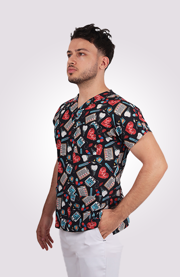 Desenli Seri Erkek Lacivert İmplant Desen Tek Üst