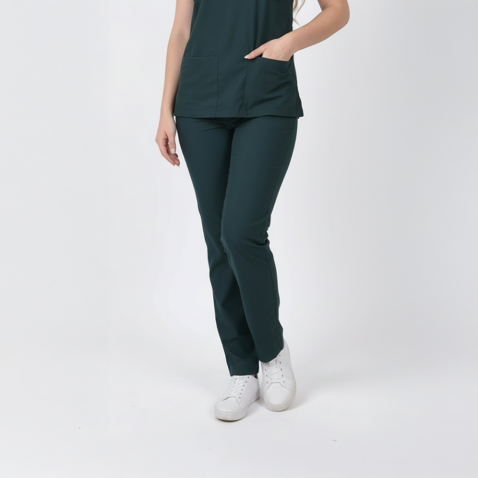 Terycoton Kumaş Klasik Seri Kadın Avcı Yeşili Scrubs