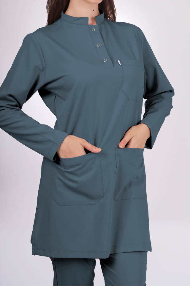 Premium Likralı Tesettür Seri Kadın Okyanus Mavisi Scrubs