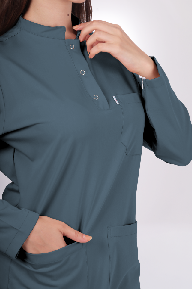 Premium Likralı Tesettür Seri Kadın Okyanus Mavisi Scrubs