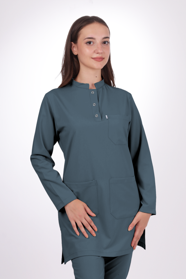 Premium Likralı Tesettür Seri Kadın Okyanus Mavisi Scrubs